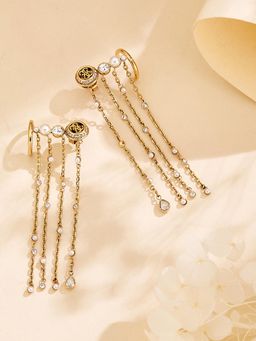 Guess - Women Tiny Pearly Stone Gold Plated Drop Earrings