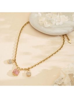 Guess - Women Elegant Pink My Secret Gold Plated Necklace