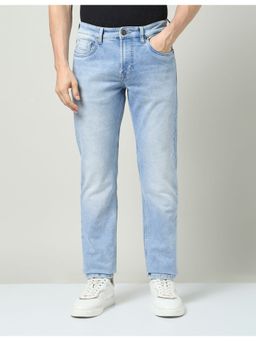 AD By Arvind - Light Blue Slim Fit Mid-Rise Stone Wash Jeans