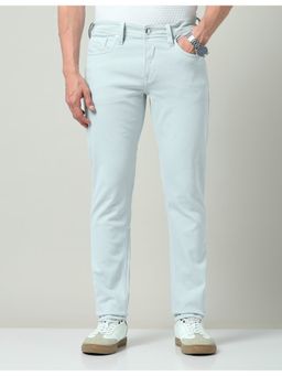 AD By Arvind - Sky Blue Solid Mid-Rise Slim Fit Jeans