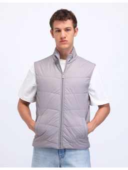 Flying Machine - Grey Collar Neck Sleeveless Winter Jacket