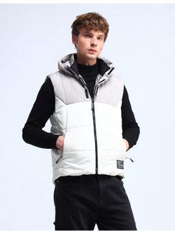 Flying Machine - Grey Hooded Sleeveless Winter Jacket