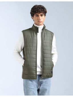 Flying Machine - Green High Neck Sleeveless Winter Jacket