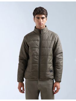 Flying Machine - Green High Neck Full Sleeves Puffer