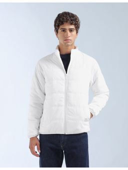 Flying Machine - White High Neck Full Sleeves Puffer