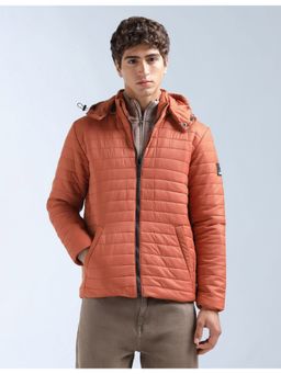Flying Machine - Orange High Neck Full Sleeves Puffer