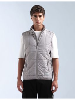 Flying Machine - Grey High Neck Sleeveless Puffer