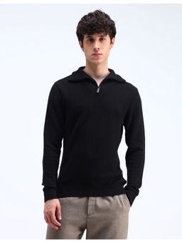 Flying Machine - Textured Black Men Sweater