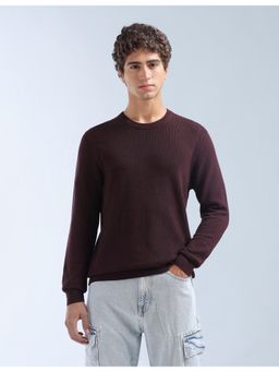 Flying Machine - Brown Textured Original Regular Fit Sweater