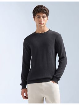 Flying Machine - Black Textured Knit Original Sweater