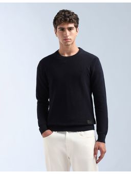 Flying Machine - Blue Textured Knit Regular Fit Sweater