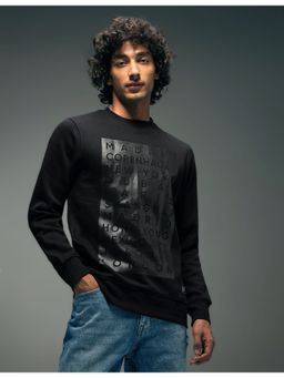 Flying Machine - Men Black Cotton Full Sleeves Sweatshirt