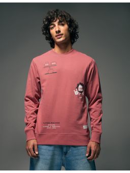 Flying Machine - Men Red Cotton Full Sleeves Sweatshirt