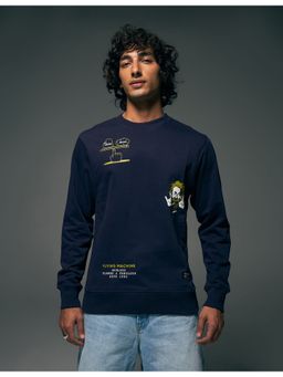 Flying Machine - Men Blue Cotton Full Sleeves Sweatshirt