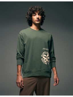 Flying Machine - Men Green Cotton Full Sleeves Sweatshirt