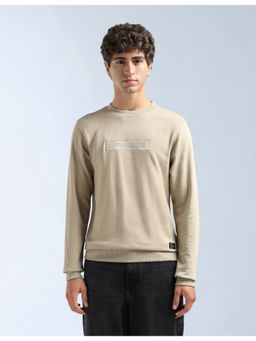 Flying Machine - Cotton Beige Full Sleeves Sweatshirt