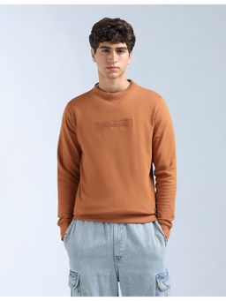 Flying Machine - Orange Cotton Full Sleeves Sweatshirt