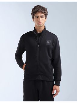 Flying Machine - Black Cotton Full Sleeves High Neck Sweatshirt