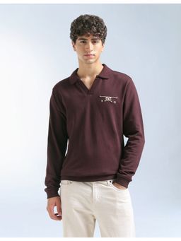 Flying Machine - Men Wine Cotton Full Sleeves Sweatshirt