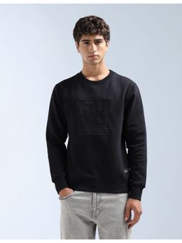 Flying Machine - Cotton Full Sleeves Crew Neck Black Sweatshirt