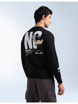 Flying Machine - Black Cotton Crew Neck Full Sleeves Sweatshirt