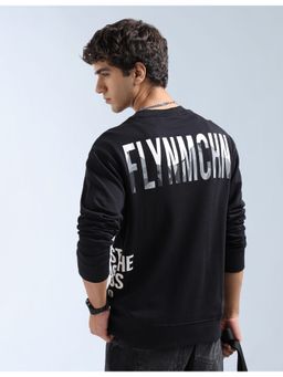 Flying Machine - Black Crew Neck Cotton Full Sleeves Sweatshirt