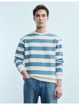 Flying Machine - Men Blue Polyester Full Sleeves Sweatshirt