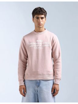 Flying Machine - Pink Cotton Full Sleeves Sweatshirt