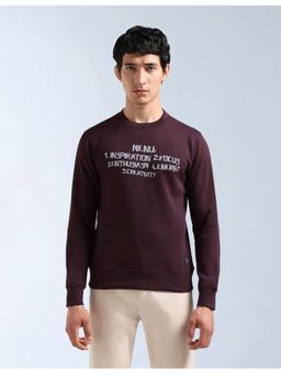 Flying Machine - Wine Cotton Full Sleeves Sweatshirt