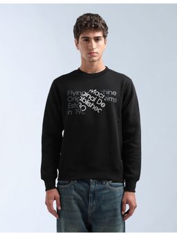 Flying Machine - Black Cotton Full Sleeves Sweatshirt