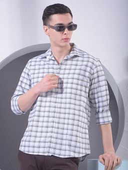 CRIMSOUNE CLUB - Men White Checked Shirt
