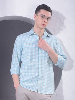 CRIMSOUNE CLUB - Men Full Sleeves Green Checked Shirt