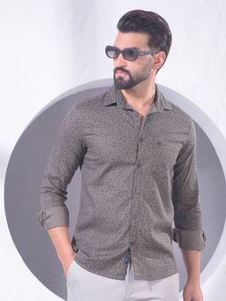 CRIMSOUNE CLUB - Men Floral Print Grey Shirt