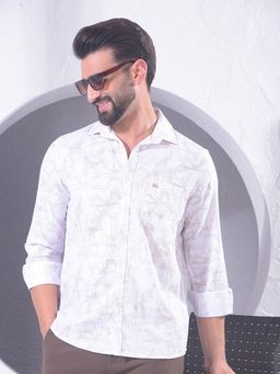 CRIMSOUNE CLUB - Men White Abstract Print Shirt