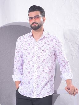 CRIMSOUNE CLUB - Pink Men Floral Print Linen Shirt