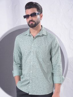 CRIMSOUNE CLUB - Men Green Abstract Print Shirt