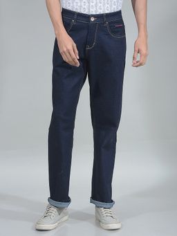 CRIMSOUNE CLUB - Men Navy Blue Straight Jeans