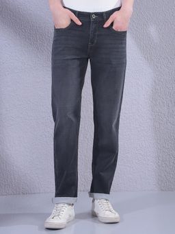 CRIMSOUNE CLUB - Men Black Straight Jeans