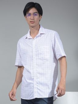 CRIMSOUNE CLUB - Men White Checked Shirt
