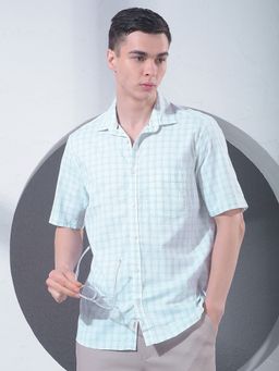 CRIMSOUNE CLUB - Men Checked Green Shirt