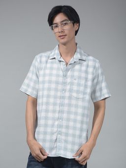 CRIMSOUNE CLUB - Men Grey Checks Shirt