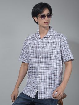 CRIMSOUNE CLUB - Men Checked Wine Shirt