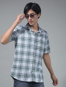 CRIMSOUNE CLUB - Men Checked Green Shirt