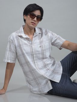 CRIMSOUNE CLUB - Men White Checks Shirt