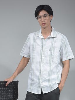 CRIMSOUNE CLUB - Men Checked White Shirt