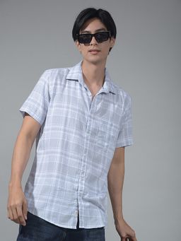 CRIMSOUNE CLUB - Men Grey Checked Shirt