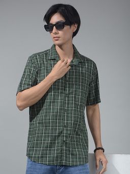 CRIMSOUNE CLUB - Men Check Green Shirt