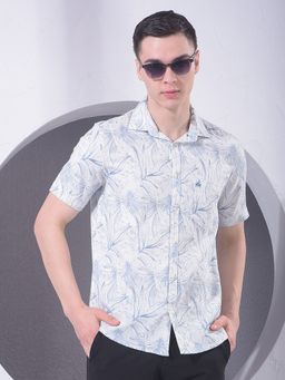 CRIMSOUNE CLUB - Men Blue Floral Print Shirt