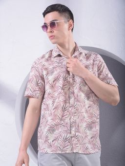 CRIMSOUNE CLUB - Men Purple Printed Linen Shirt