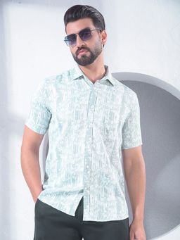 CRIMSOUNE CLUB - Green Men Floral Print Shirt